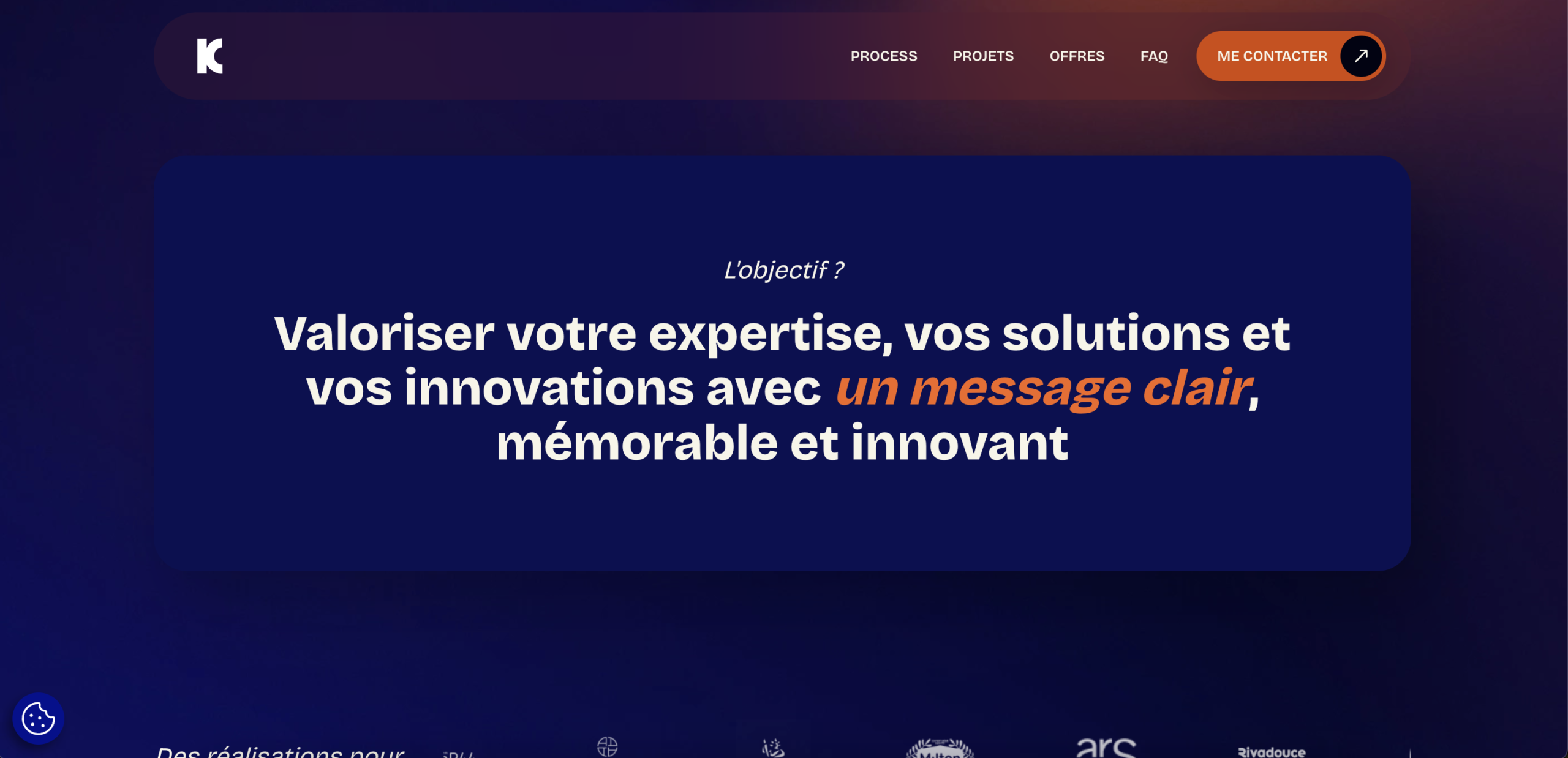 capture d'écran du site web - landing page du vidéaste Kenny Clement