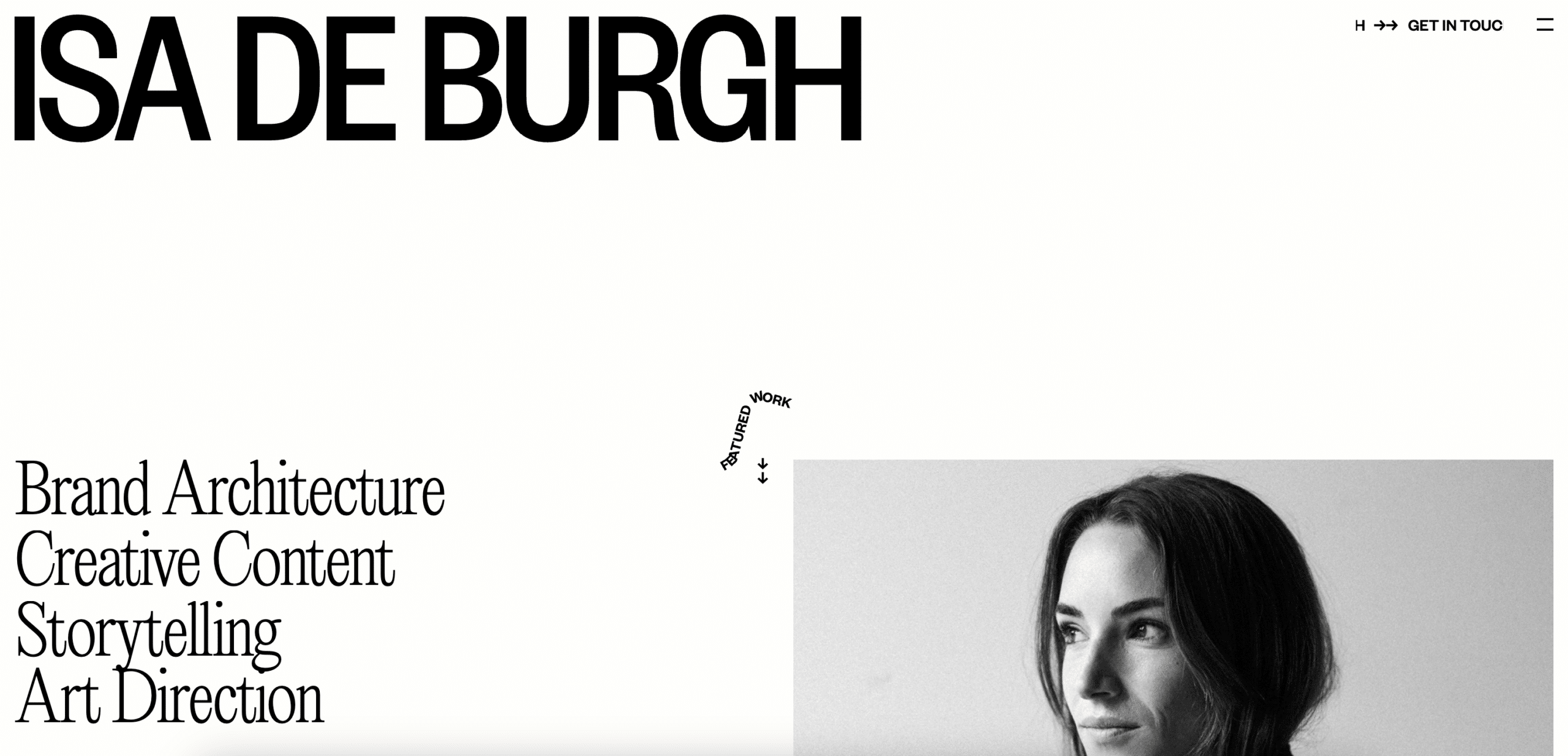 capture d'écran du site web porfolio one page de Isa de Burgh